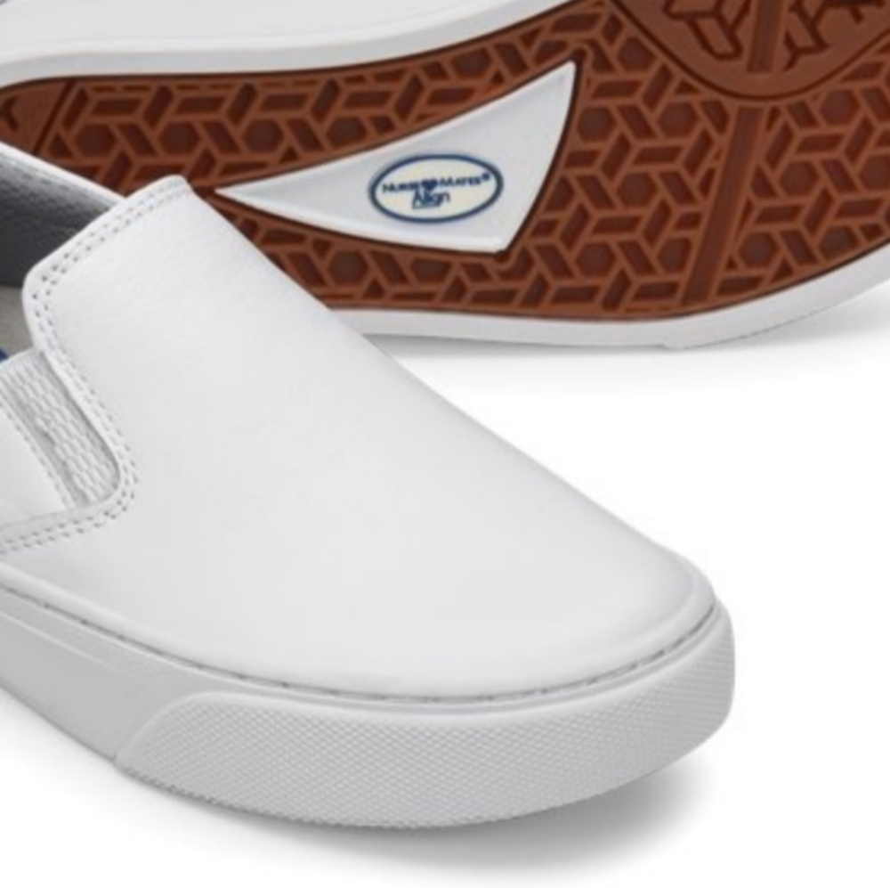 Nurse Mates Align 8M Faxton White Leather Upper Slip on